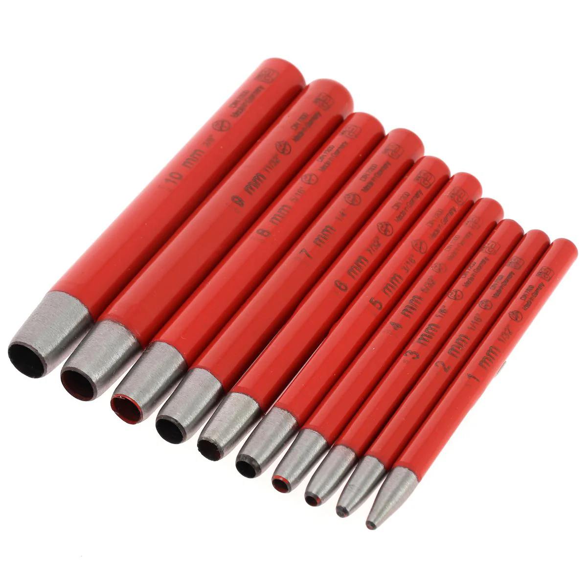 Lot de 10 emporte-pièces à frapper ROND manche DROIT - diam de 1 à 10 mm - Image 3