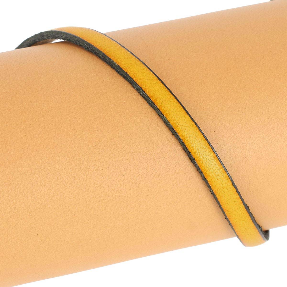 Lacet en cuir plat 5mm tranches noires - Les 10 cm - Image 20