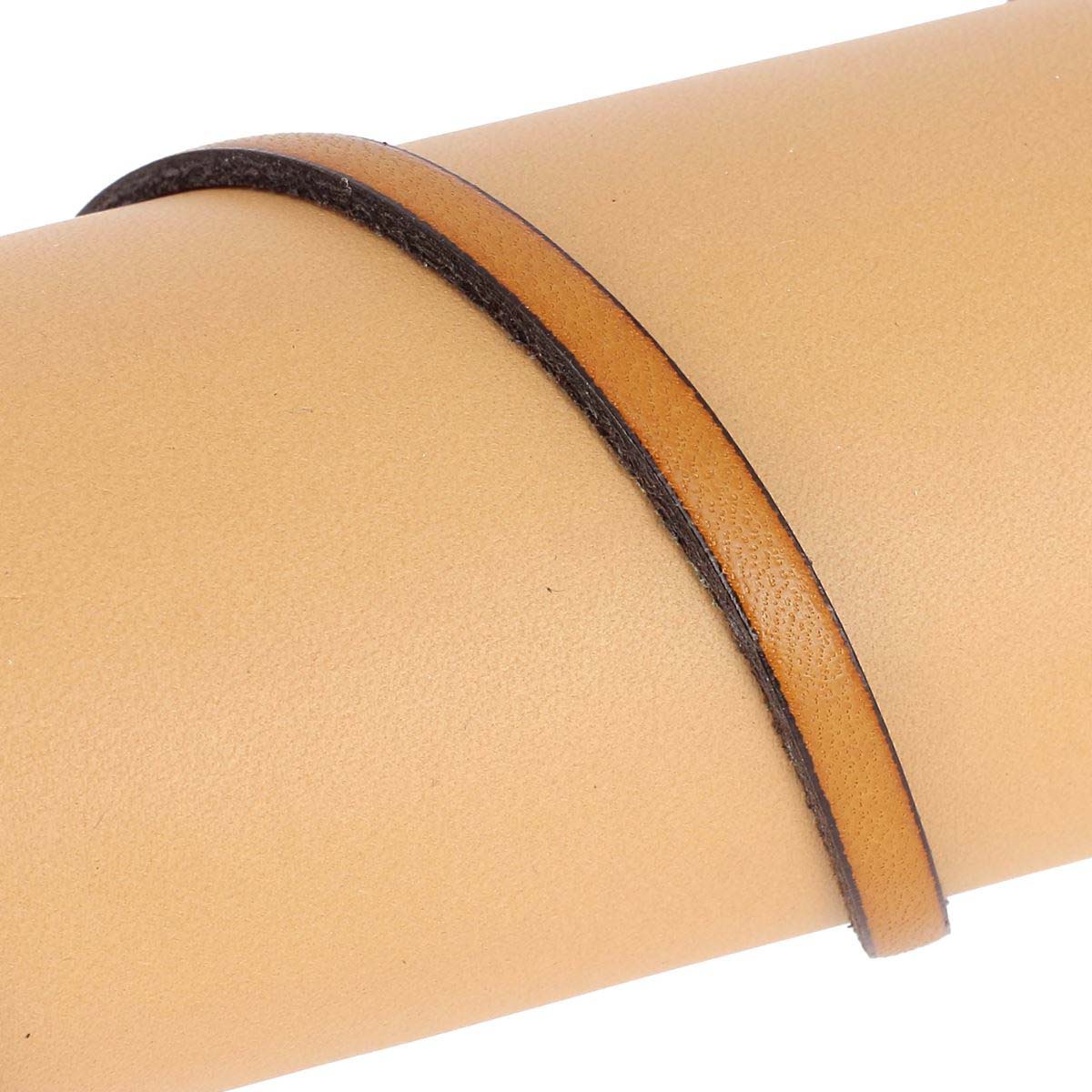 Lacet en cuir plat 5mm tranches noires - Les 10 cm - Image 26