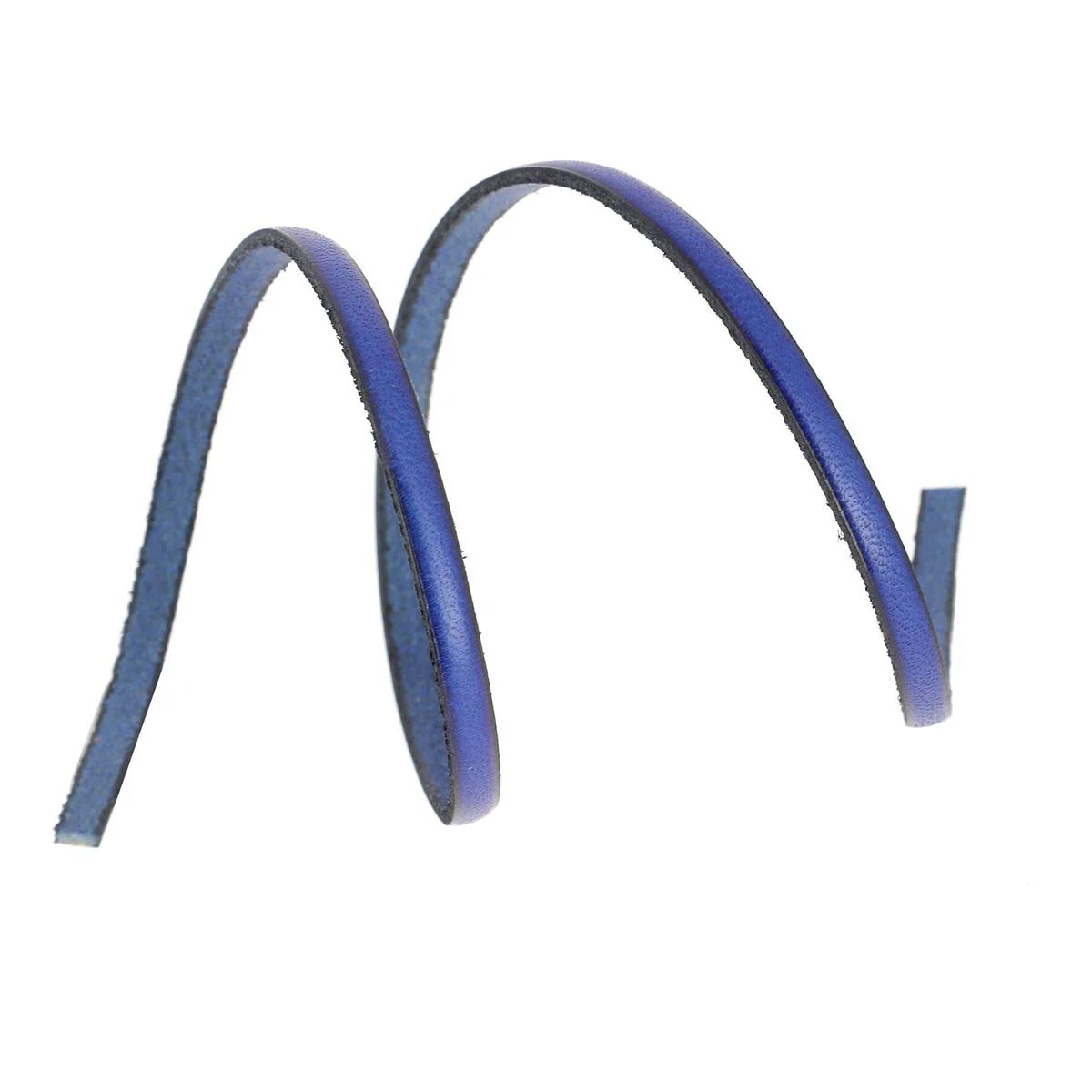 Lacet en cuir plat 5mm tranches noires - Les 10 cm - Image 3