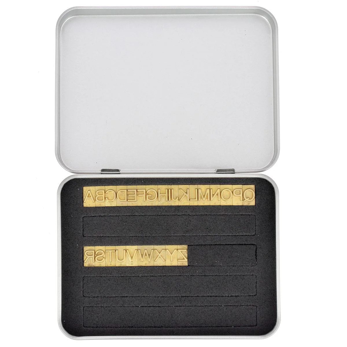 Lot de 26 lettres majuscules en laiton Arial taille 6mm - Deco Cuir
