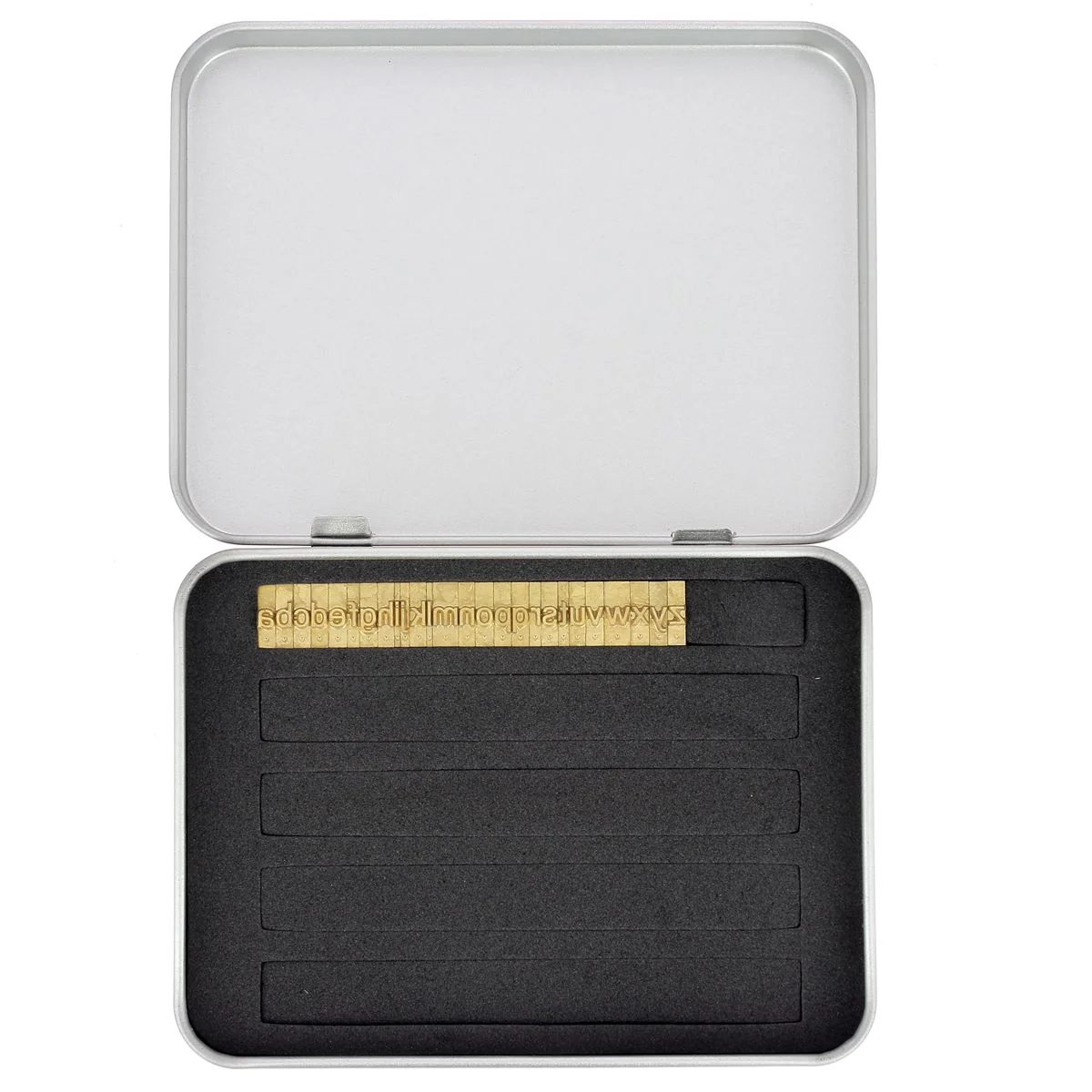 Lot de 26 lettres minuscules en laiton Arial taille 4mm - Deco Cuir