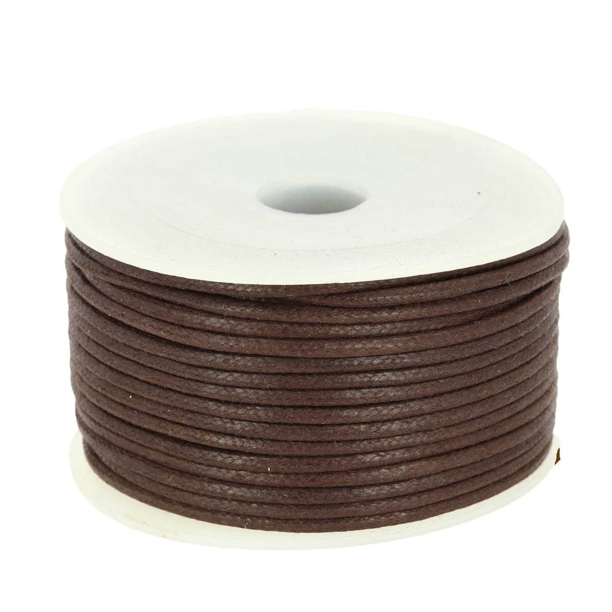 Bobine de 25m de cordon en coton tressé ciré - MARRON CHOCOLAT - Image 3