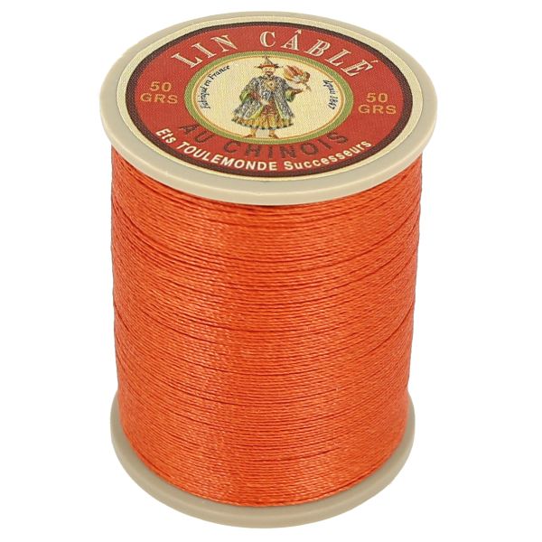 Bobine de 375m de fil de lin AU CHINOIS câblé glacé - 832 Orange 419