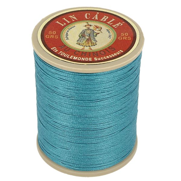 Bobine de 375m de fil de lin AU CHINOIS câblé glacé - 832 Bleu canard 863