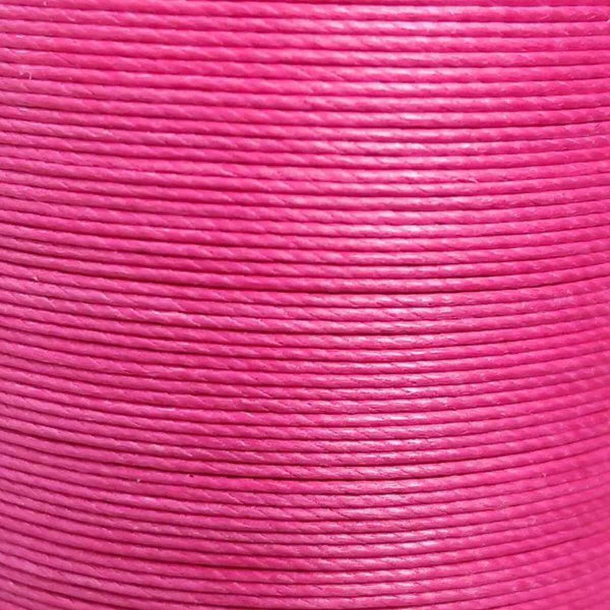 Bobine de 80m de fil de lin ciré MeiSi super fine M50 - 0,55 mm - ROSE BONBON - MS038