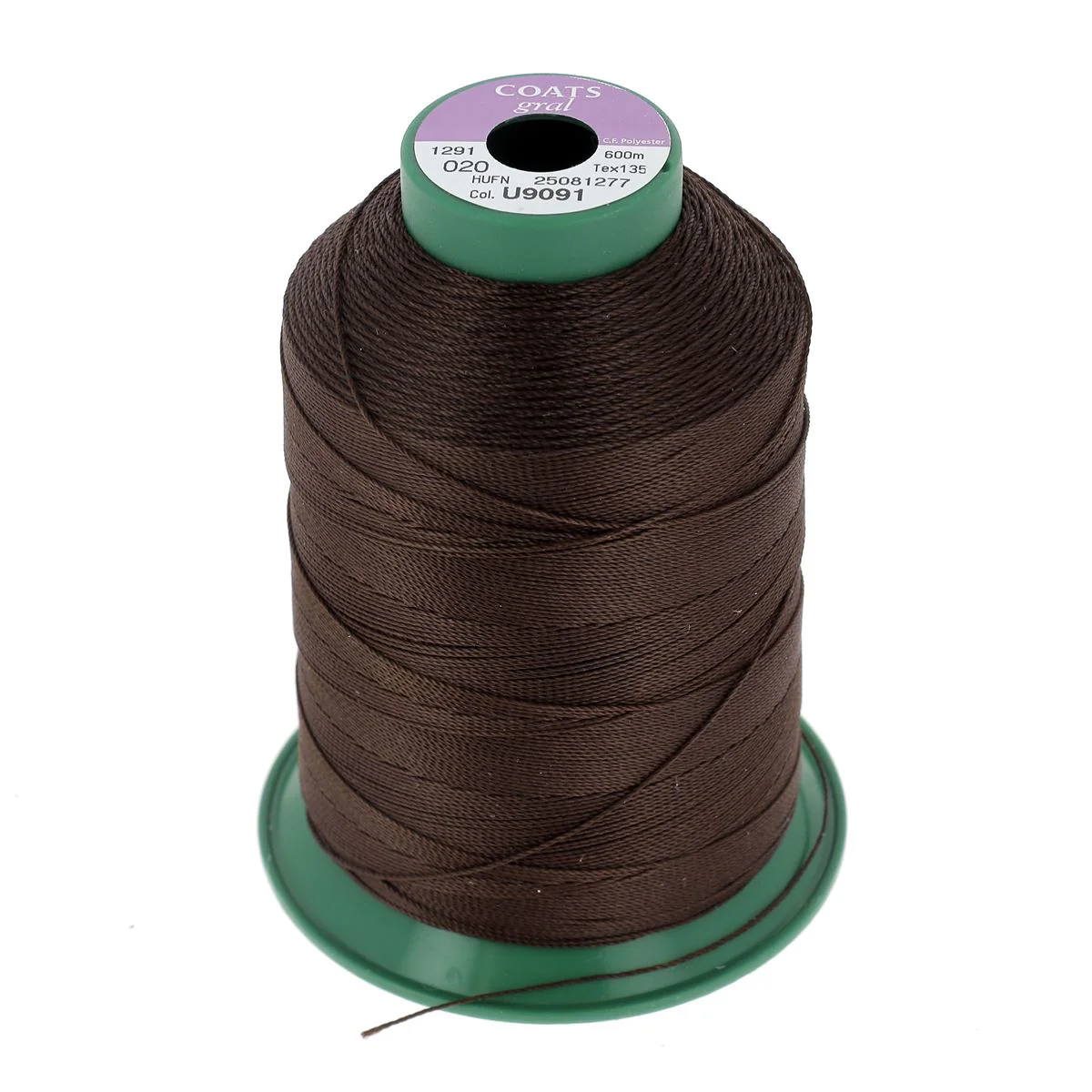 Bobine de fil polyester GRAL N°20 - 600m Marron foncé U9091