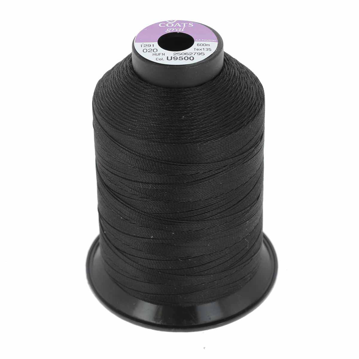 Bobine de fil polyester GRAL N°20 - 600m Noir U9500
