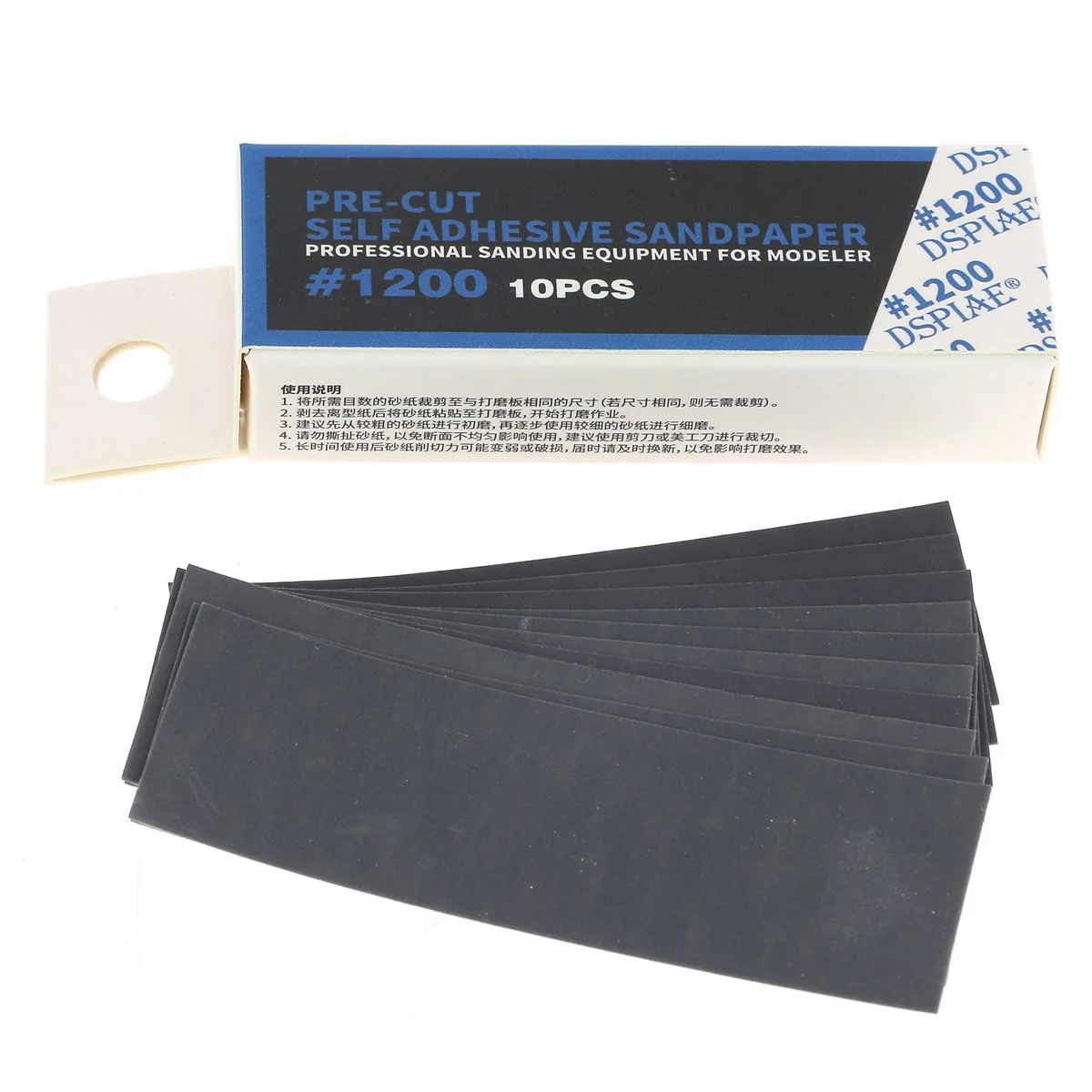 Boite de 10 feuilles de papier de verre autocollantes 25x75mm - Image 9