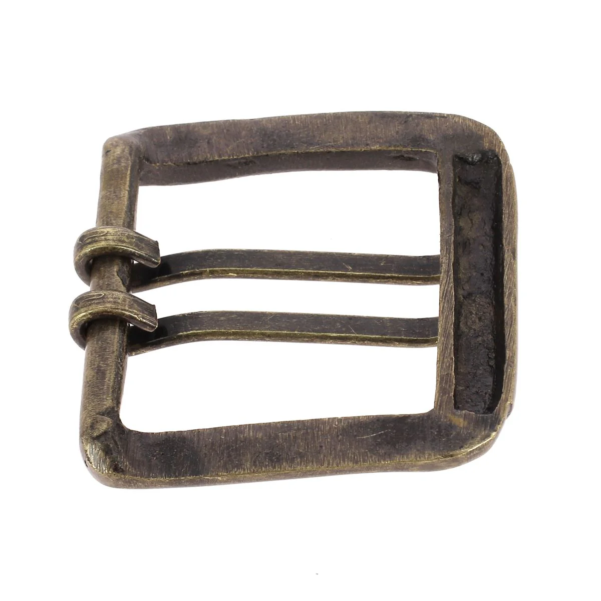 Boucle de ceinture à double ardillon en laiton massif THU - LAITON VIEILLI - 39mm - Image 2