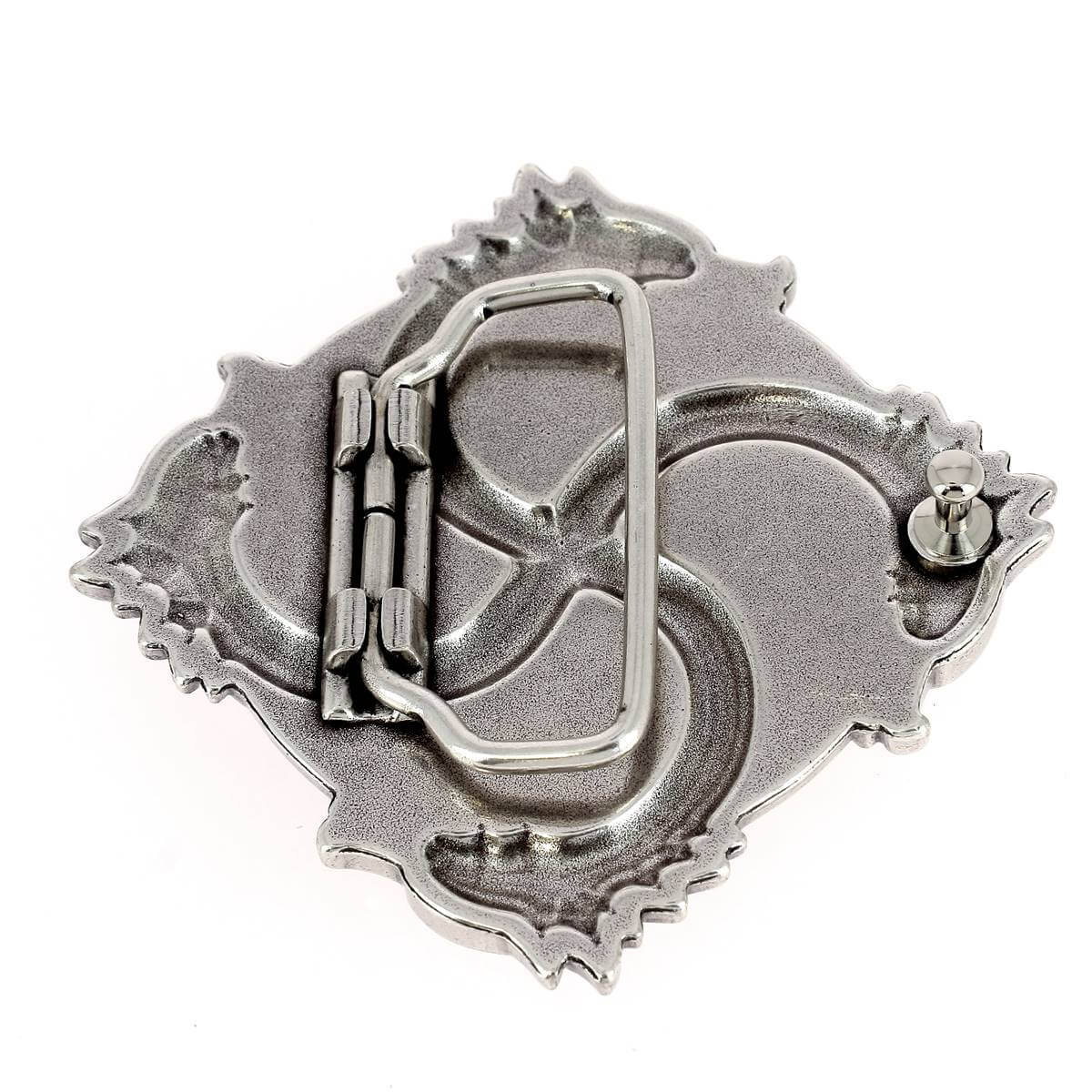 Boucle de ceinturon dragons - YAO - ARGENT VIEILLI - 40mm - Image 3