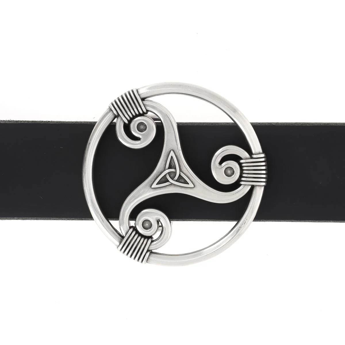Boucle de ceinturon triskèle - TRI - ARGENT VIEILLI - 40mm - Image 2