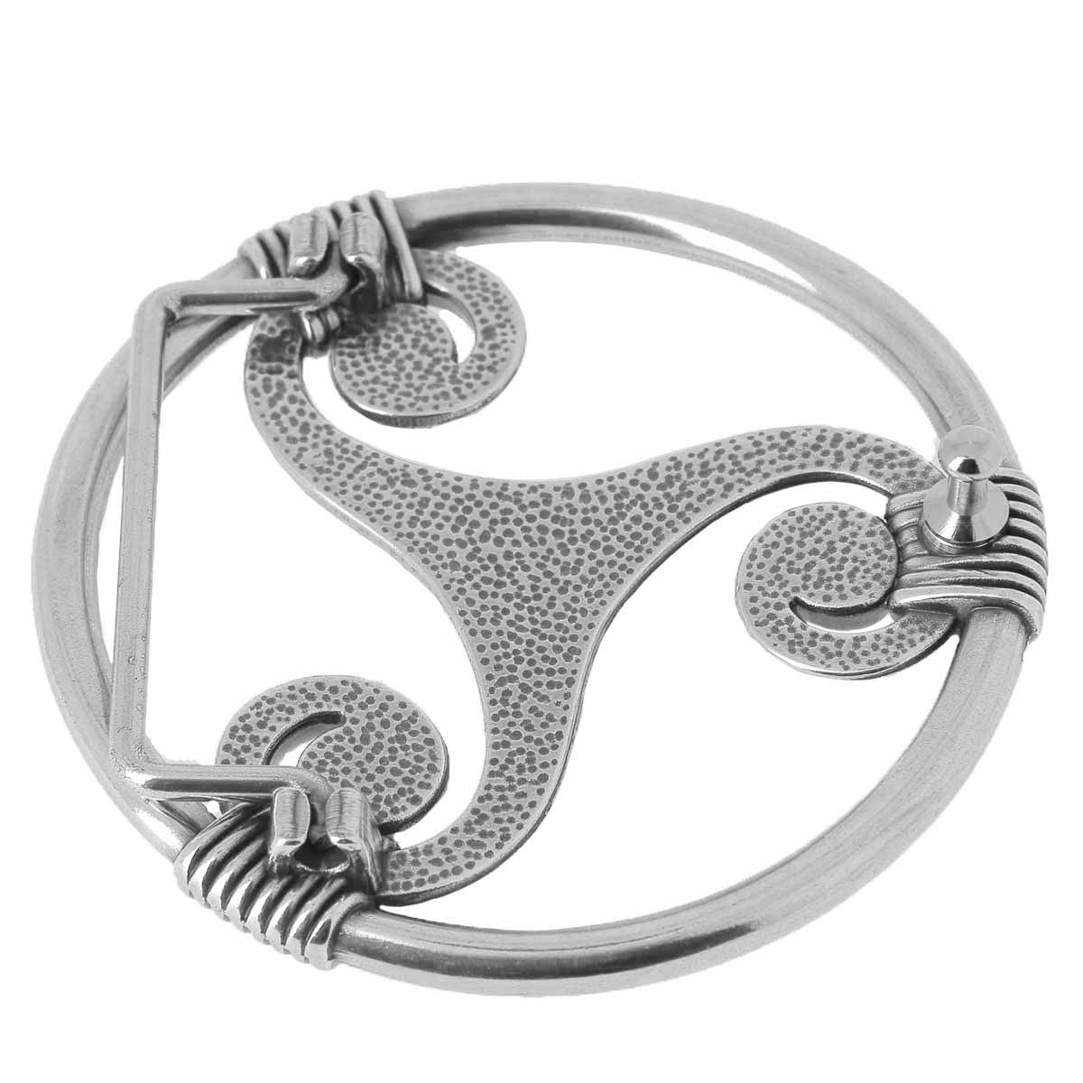 Boucle de ceinturon triskèle - TRI - ARGENT VIEILLI - 40mm - Image 3