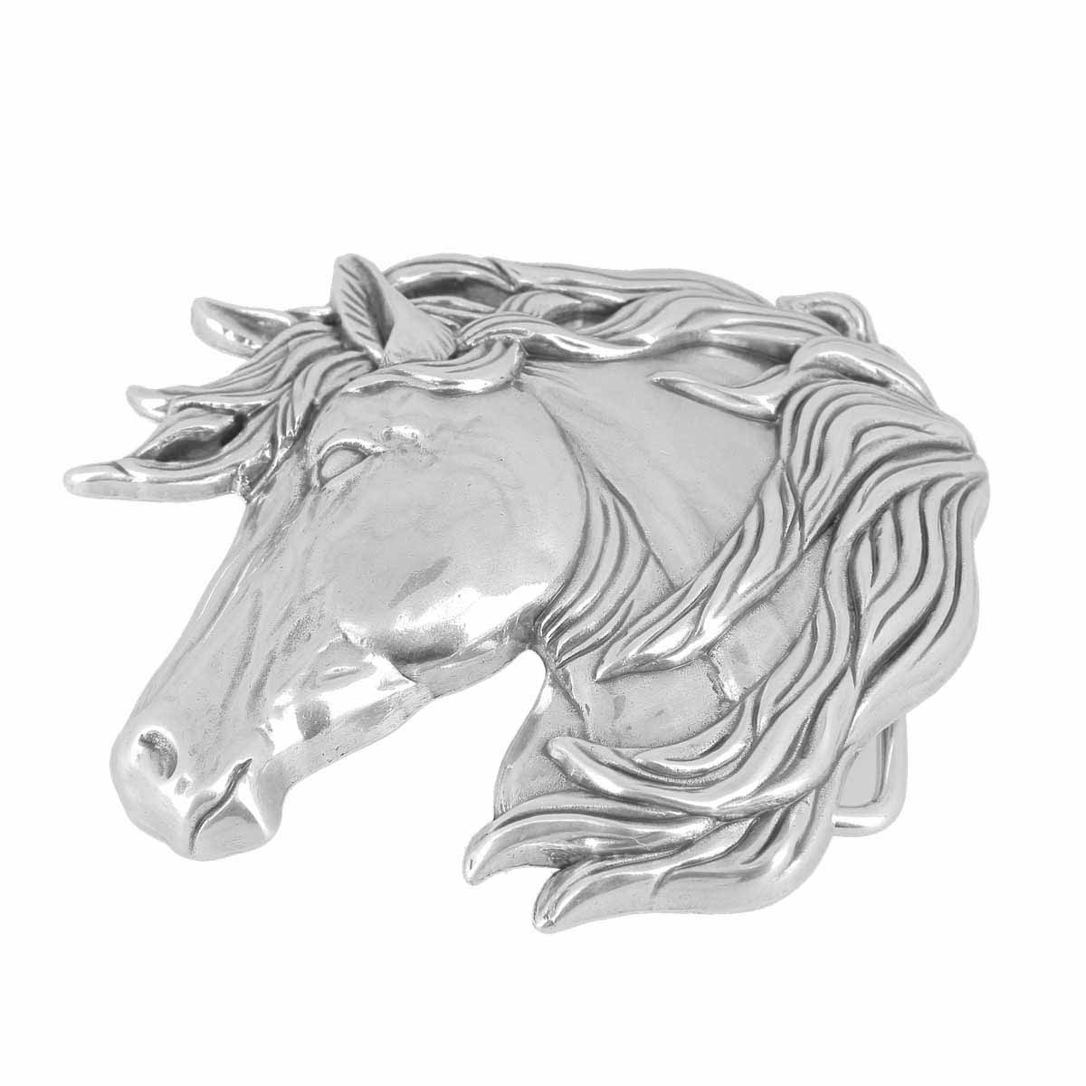 Boucle de ceinturon tête de cheval - VAL - NICKELÉ