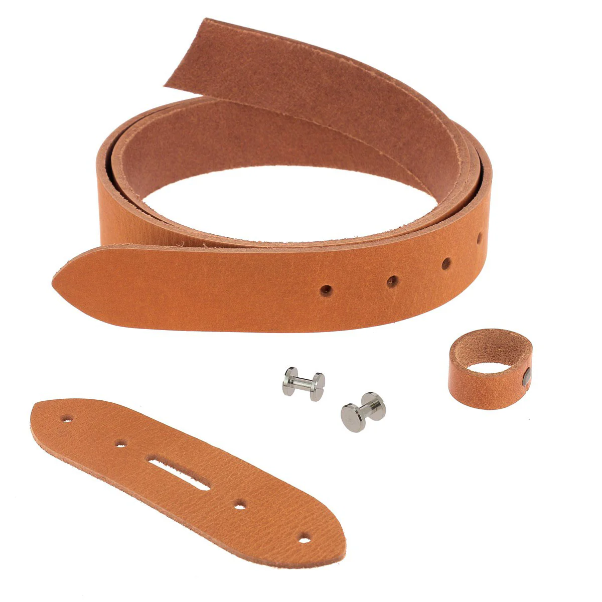Kit DIY - Ceinture en cuir sans couture - COGNAC - Épaisseur 3,5mm - Vis chicago Nickelé