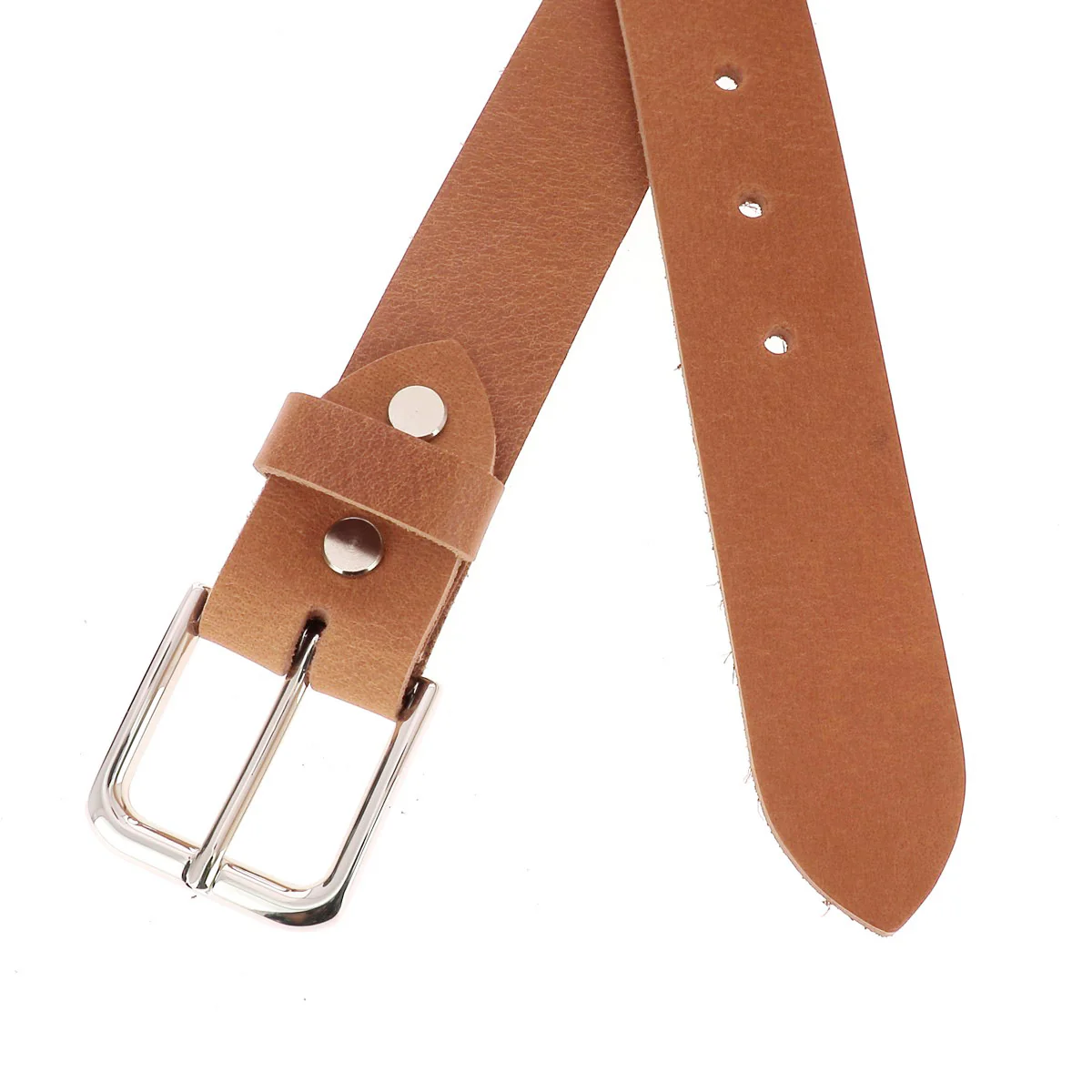 Kit DIY - Ceinture en cuir sans couture - COGNAC - Épaisseur 3,5mm - Vis chicago Nickelé - Image 2