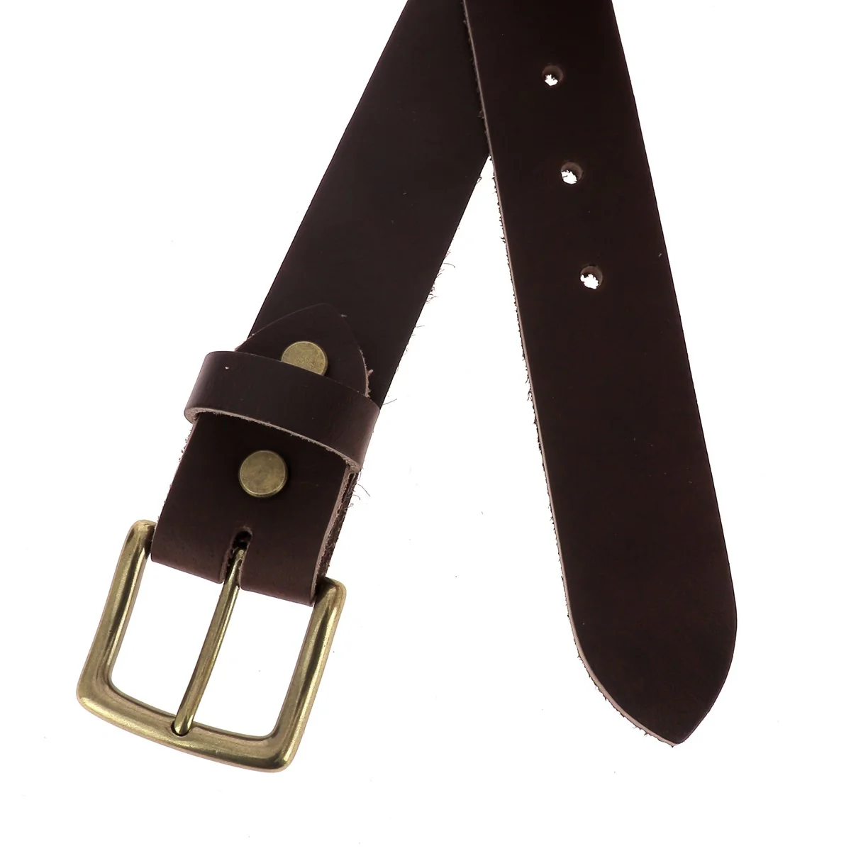Kit DIY - Ceinture en cuir sans couture - MARRON - Épaisseur 3,5mm - Vis chicago Laiton Vieilli - Image 2