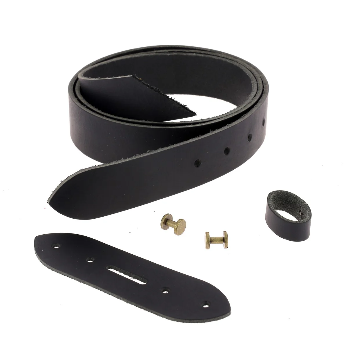 Kit DIY - Ceinture en cuir sans couture - NOIR - Épaisseur 3,5mm - Vis chicago Laiton Vieilli