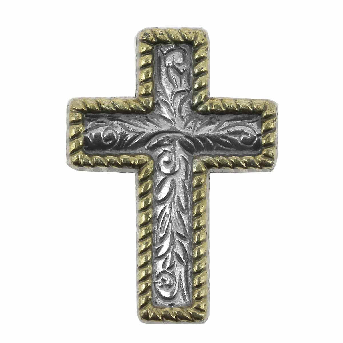 Concho à visser CROIX CHRÉTIENNE - 26x18mm - Argent vieilli