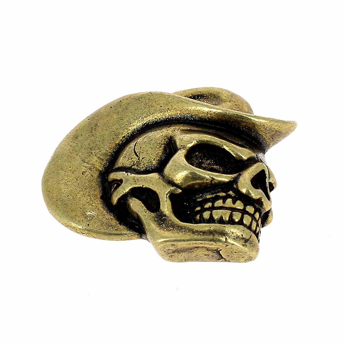 Concho à visser en laiton TÊTE DE MORT AVEC CHAPEAU - 36x30mm - LAITON VIEILLI - Image 3