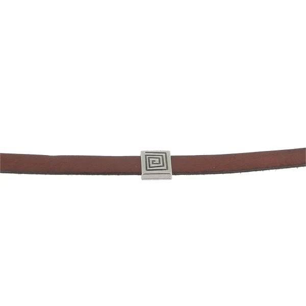 Coulissant CARRE ESCARGOT - Lanière de 10 mm - ARGENT VIEILLI