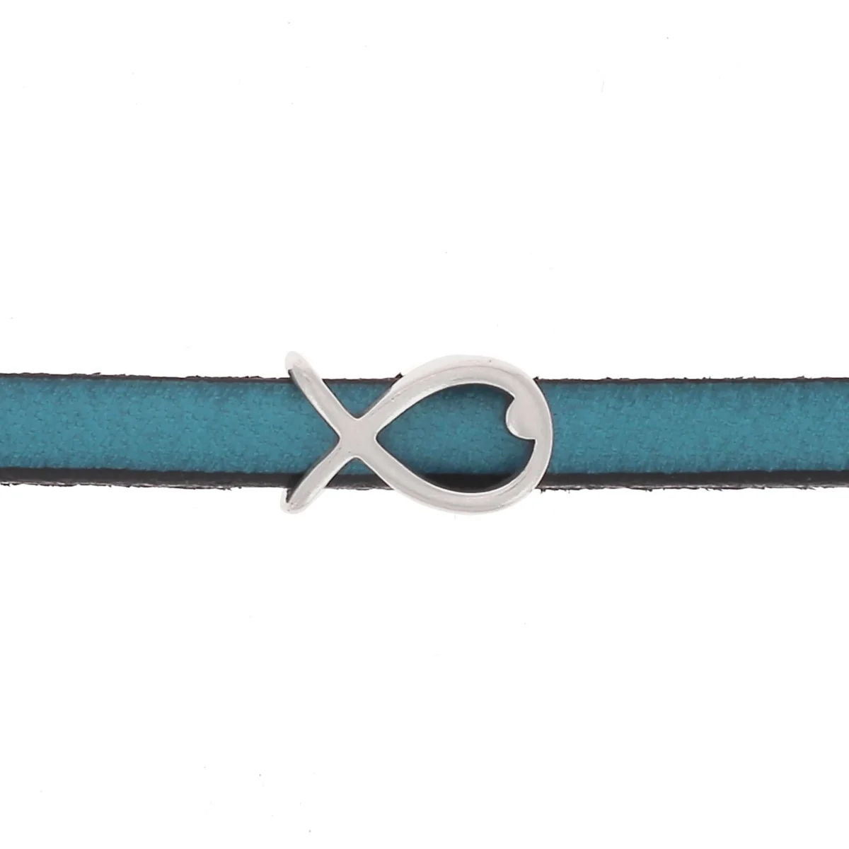 Coulissant POISSON - Lacet de 5mm - ARGENT VIEILLI