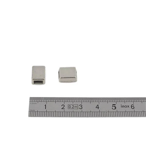 Coulissant RECTANGLE VIDE - Lanière de 5 mm - ARGENT VIEILLI - Image 2