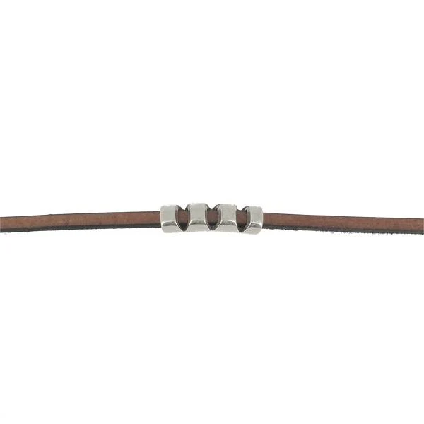 Coulissant TROIS FENTES - Lanière de 5 mm - ARGENT VIEILLI