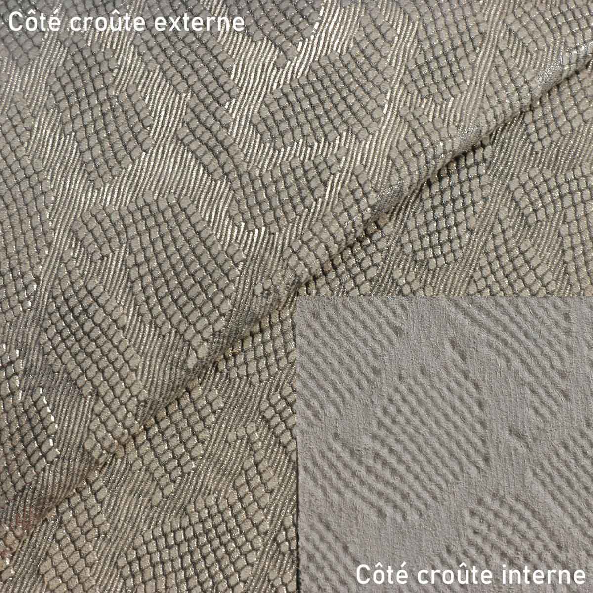 Croûte de cuir de veau - Velours imitation reptile 3D - TAUPE Fantaisie M01 - Image 2