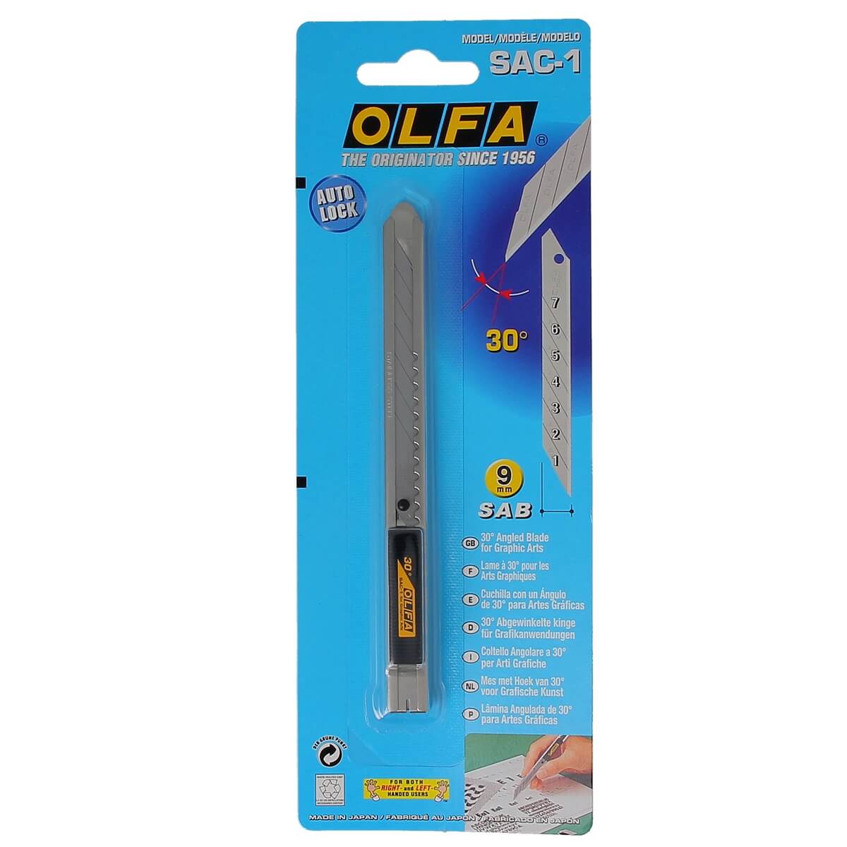 Cutter 9 mm lame 30° INOX OLFA - SAC-1 - fabriqué au Japon - Image 5