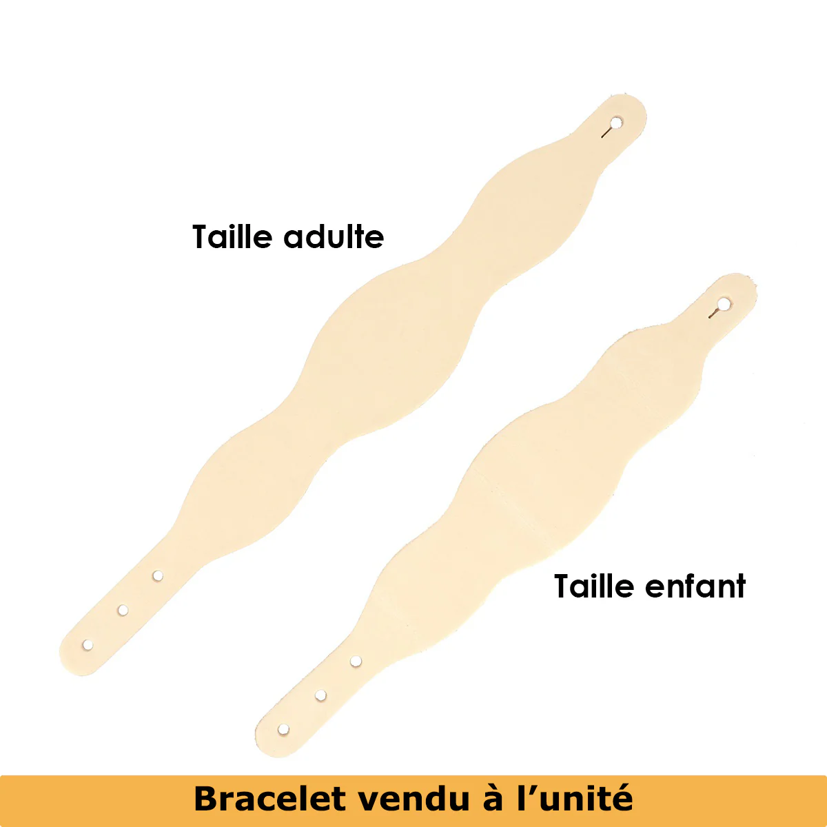 Découpe pour BRACELET en cuir naturel à personnaliser - Taille ENFANT - 3 VAGUES - Image 3