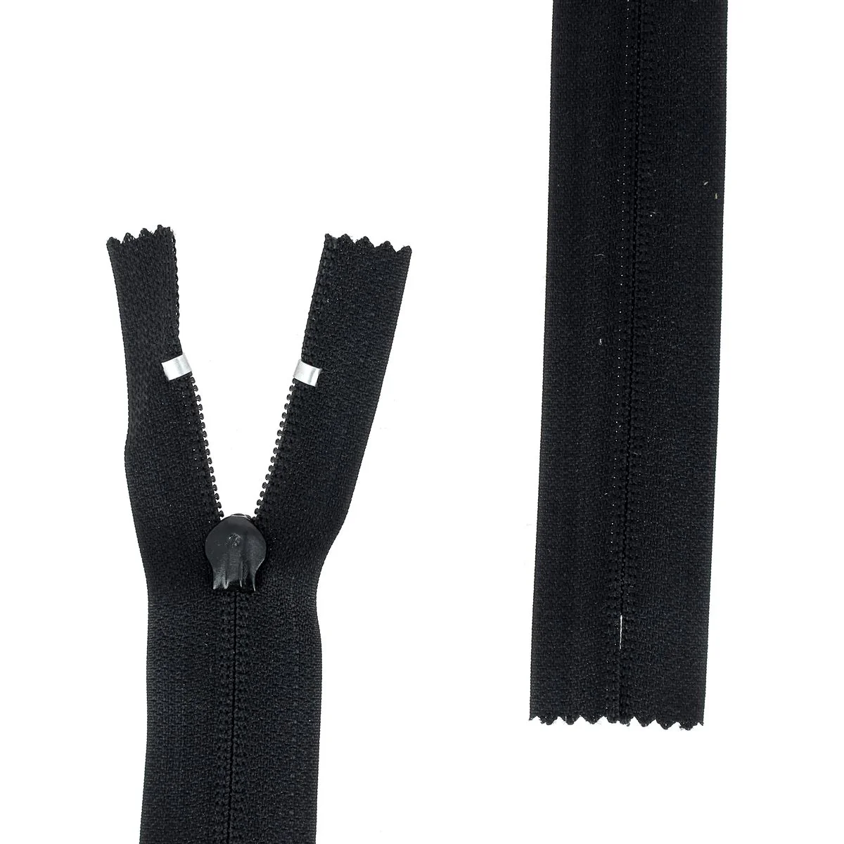 Fermeture à glissière NYLON - 6mm - Sans butée inférieure - NOIR - 35cm - Image 2