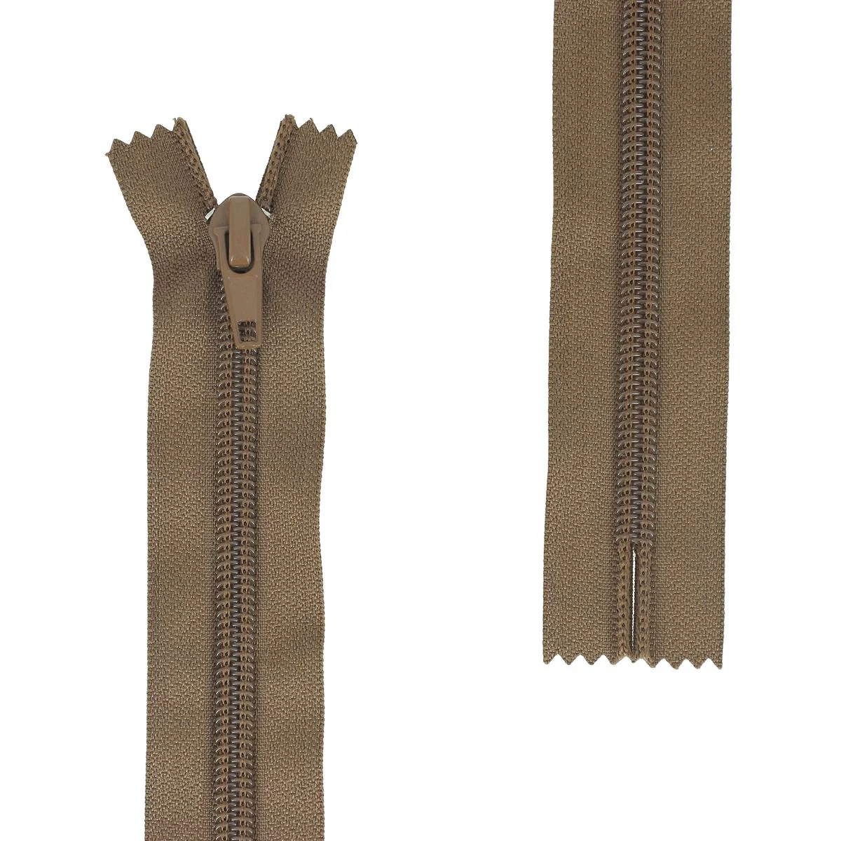 Fermeture à glissière NYLON 6mm - Sans butée inférieure - MARRON - 18,5cm