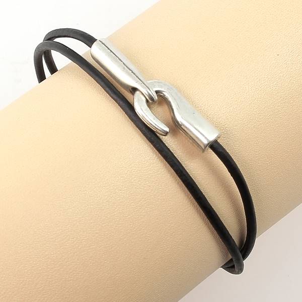 Fermoir bijou - Fermeture crochet fantaisie - Lacet rond - Argent vieilli