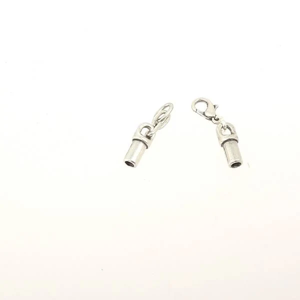 Fermoir bijou - Fermeture mini mousqueton - Argent vieilli - Lacet rond 3 mm - Image 3