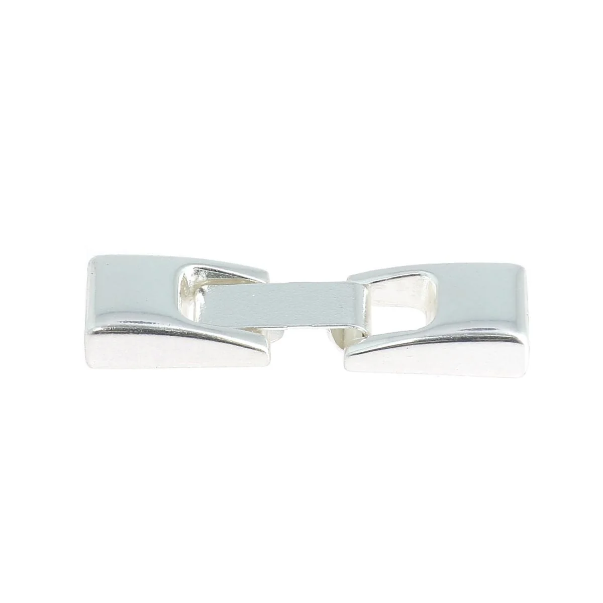 Fermoir bijou- Rectangle crochet - Nickelé - Lacet plat 7 mm