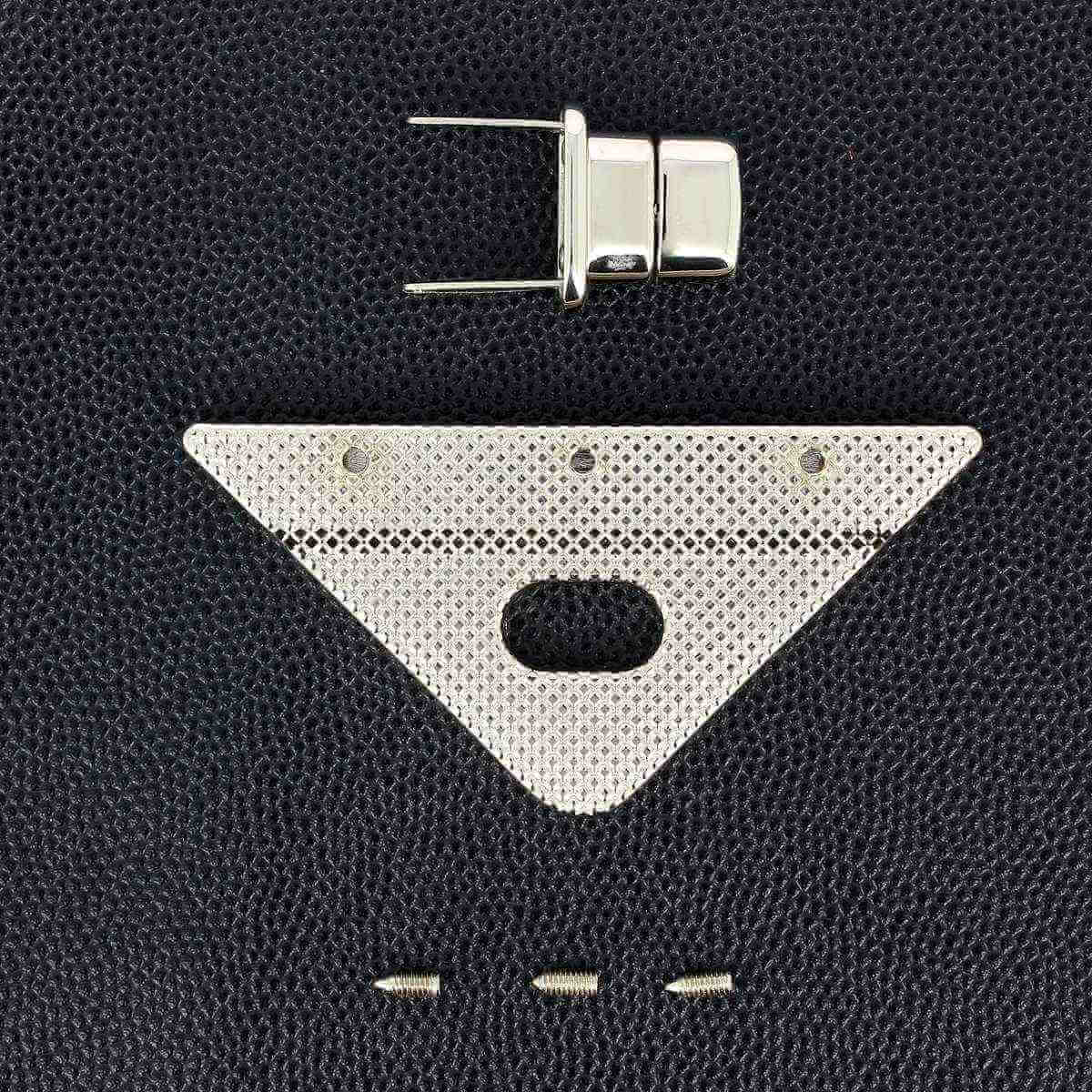 Fermoir plaque triangle pour sac - NICKELE - 70x35 mm - Image 2