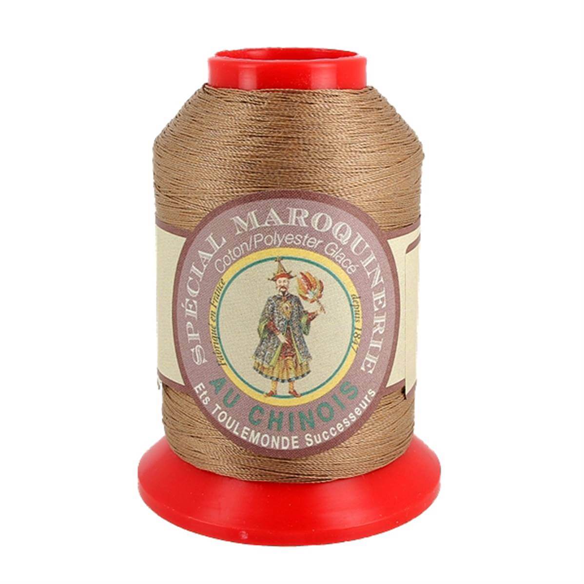 Bobine de 700m de fil polyester coton spécial maroquinerie - 28/3 - 0,45mm Beige 185