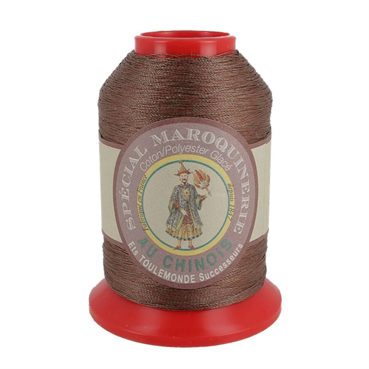 Bobine de 700m de fil polyester coton spécial maroquinerie - 28/3 - 0,45mm Marron clair 276