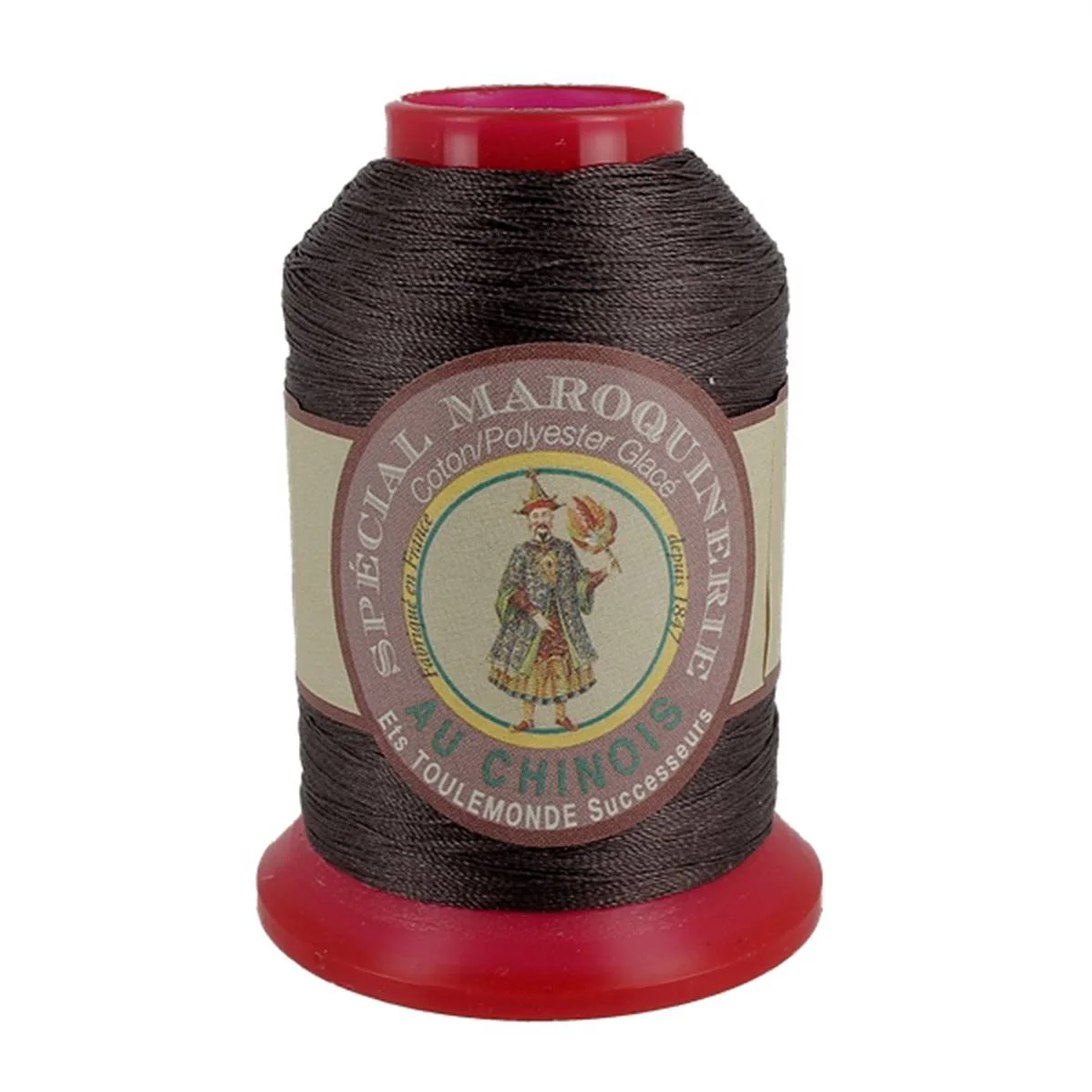 Bobine de 700m de fil polyester coton spécial maroquinerie - 28/3 - 0,45mm Marron 901