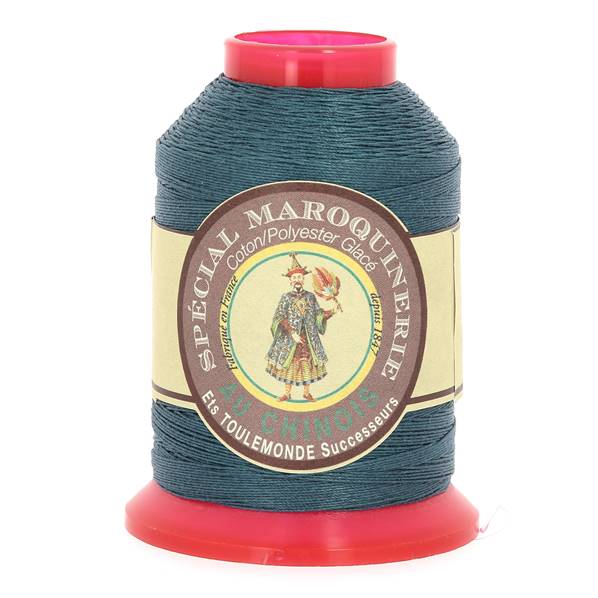Bobine de 500m de fil polyester coton spécial maroquinerie - 28/4 - 0,52mm Bleu 266