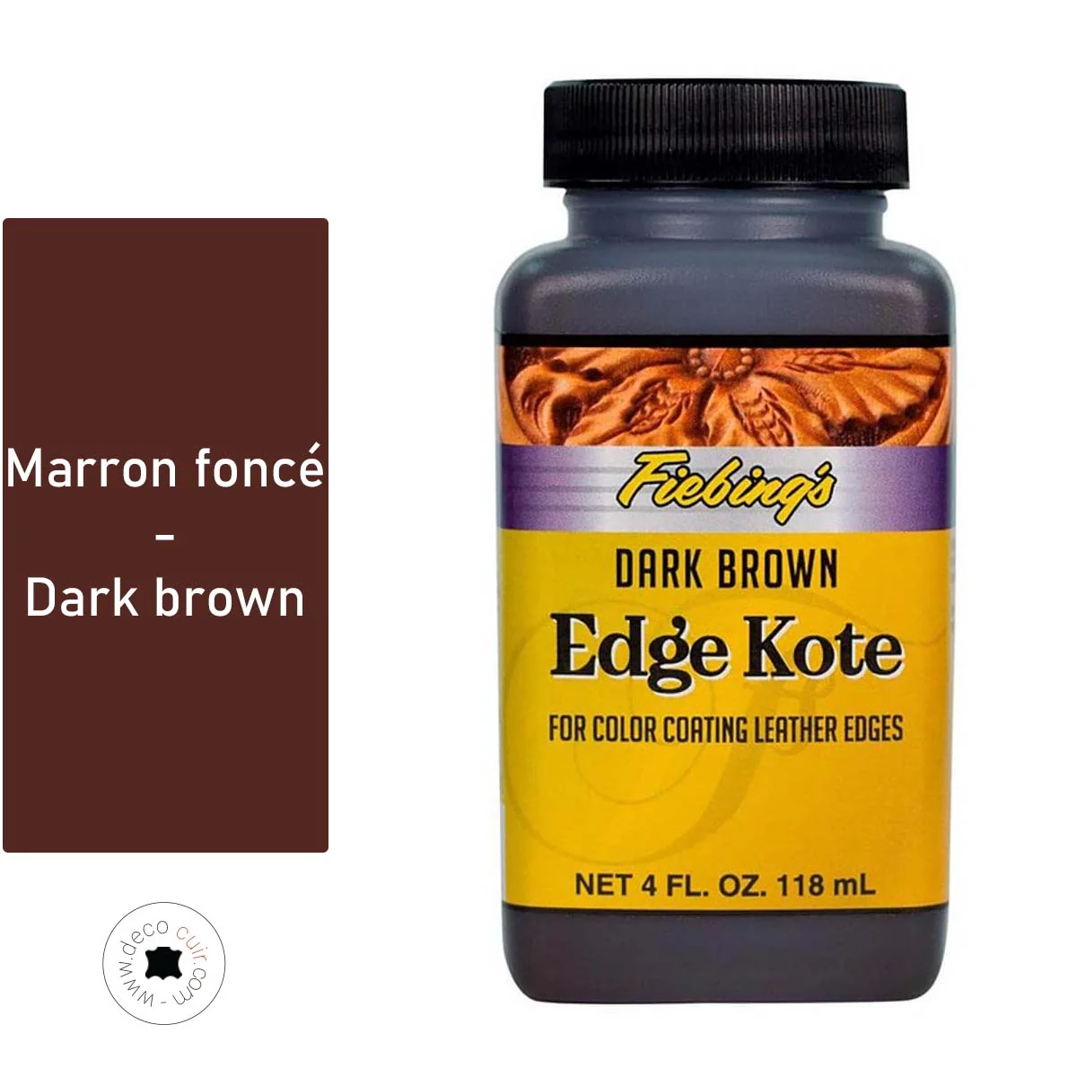 Finition de tranche pour cuir - Fiebing's Edge Kote - 118ml - MARRON FONCÉ / DARK BROWN