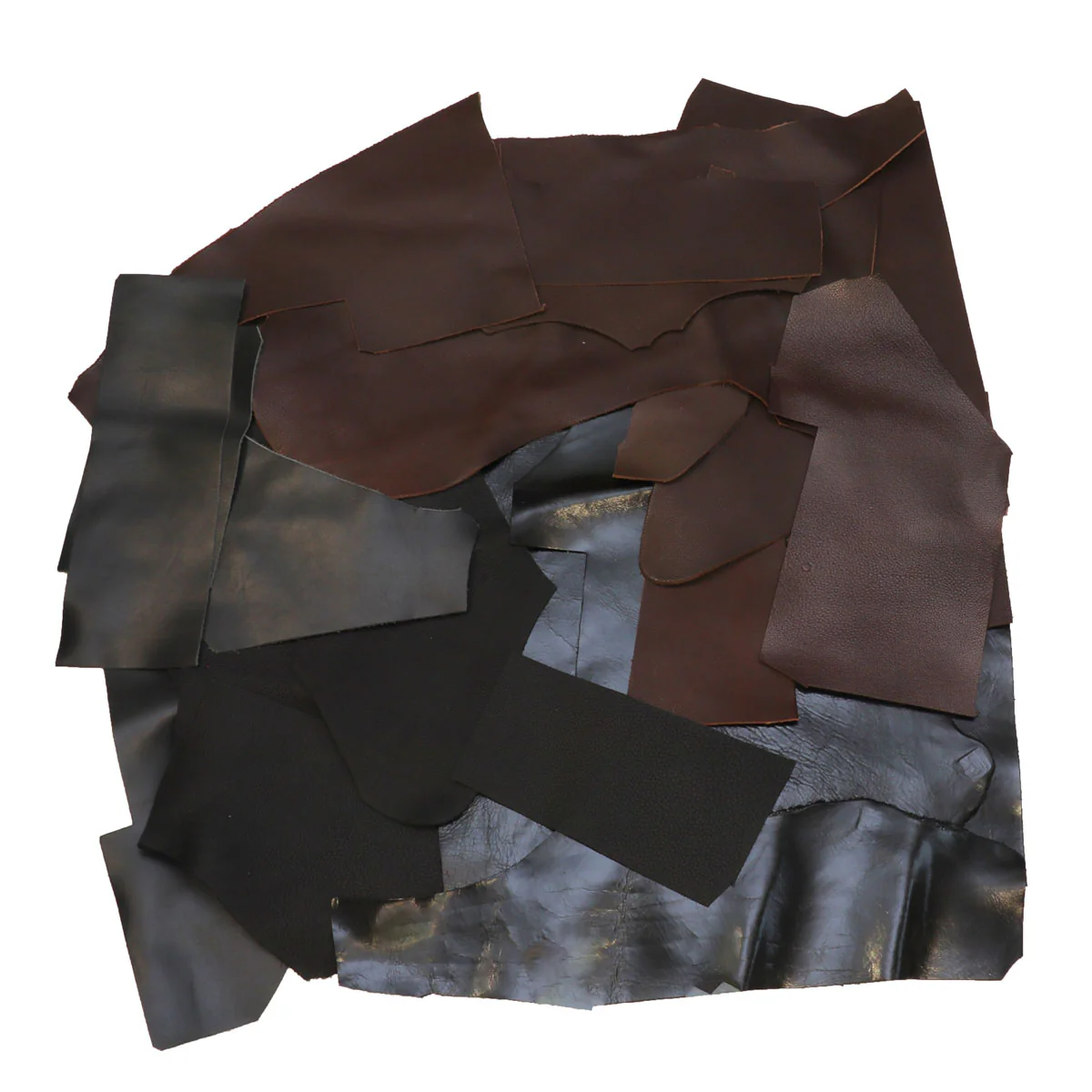 Lot de 1 kg de chutes de cuir divers - NOIR et MARRON - Image 2
