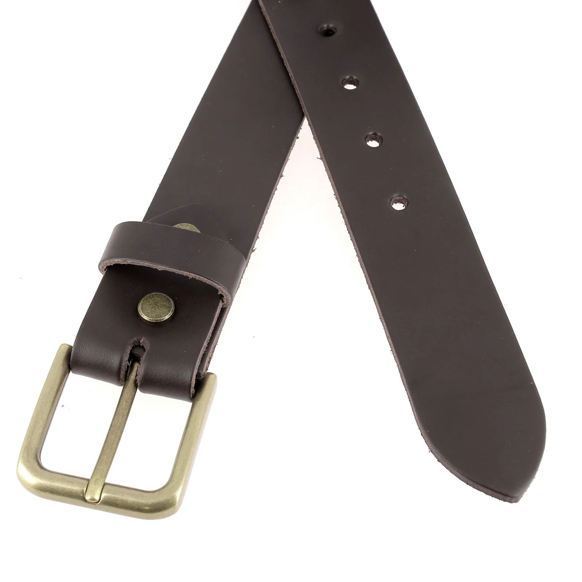Kit DIY - Ceinture en cuir sans couture - CHOCOLAT - Épaisseur 3,1mm - Vis chicago Laiton Vieilli - Image 2