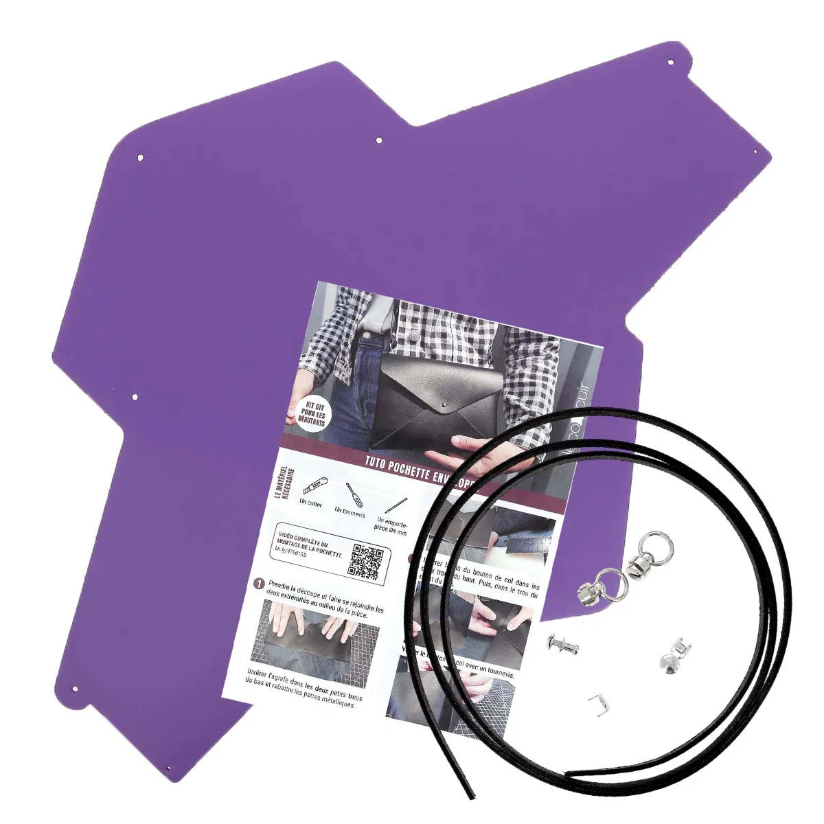 Pochette ENVELOPPE en cuir VIOLET à personnaliser - Image 2