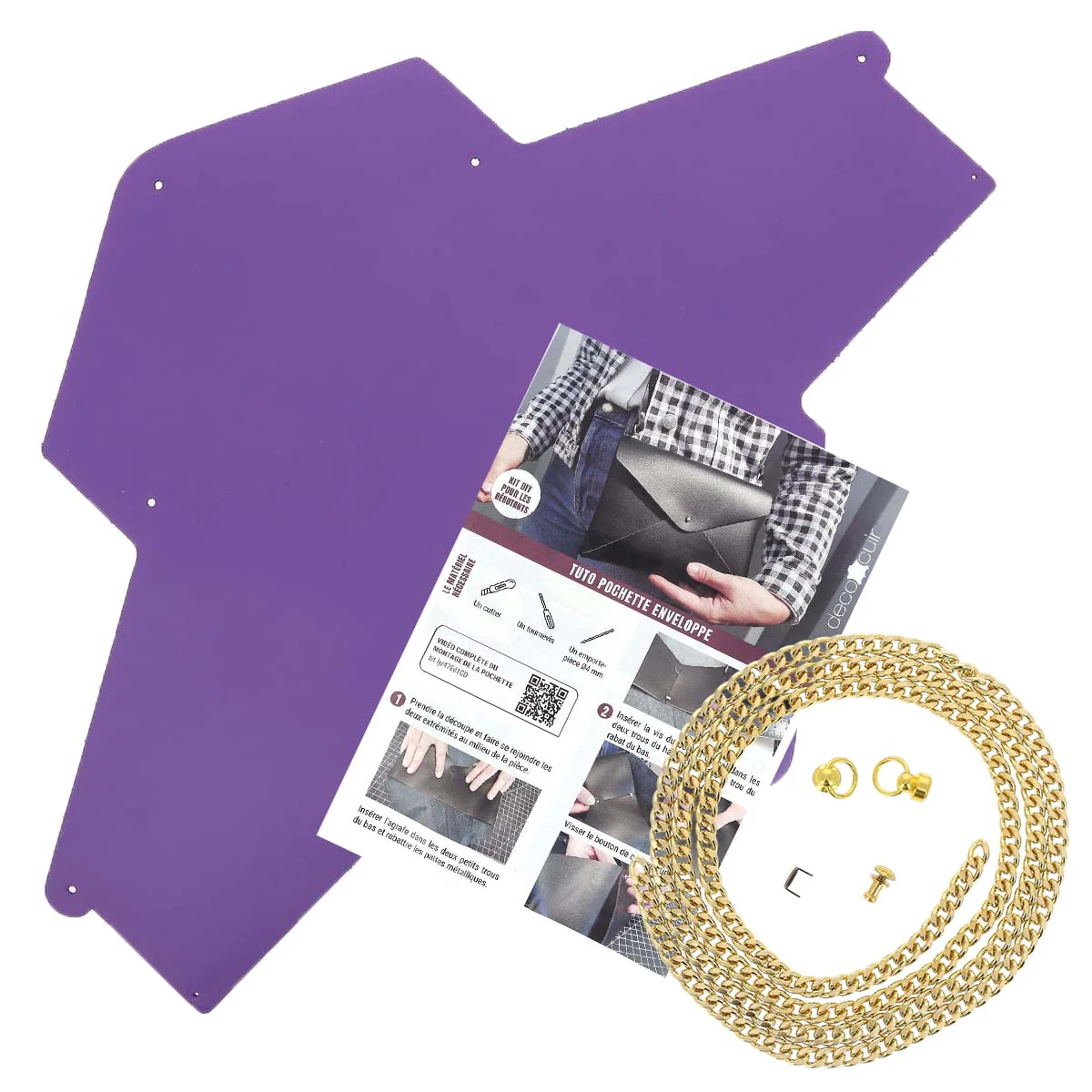 Pochette ENVELOPPE en cuir VIOLET à personnaliser - Image 4