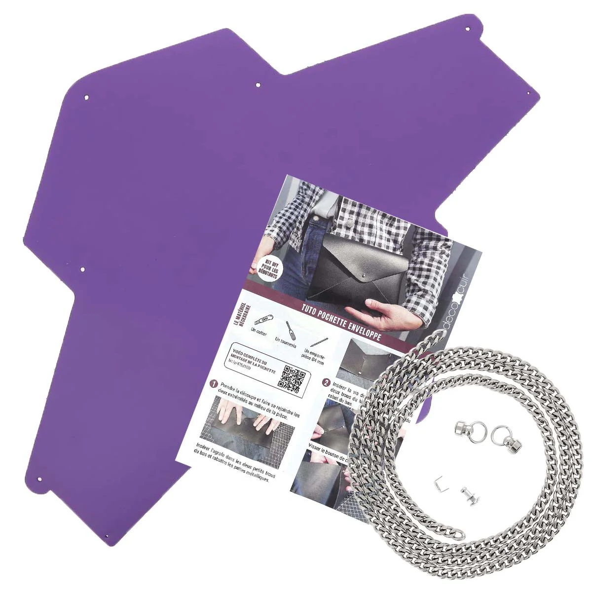 Pochette ENVELOPPE en cuir VIOLET à personnaliser - Image 5