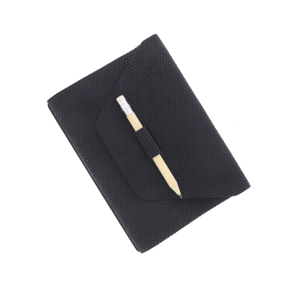 Kit DIY Protège carnet en croûte de cuir velours effet tressé A6 - BLEU NUIT M17