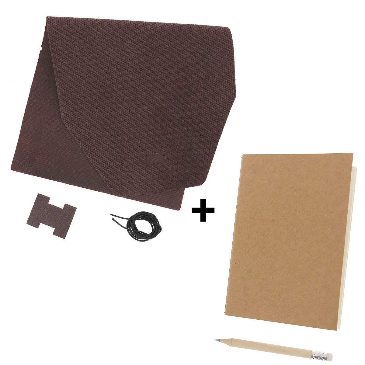 Kit DIY Protège carnet en croûte de cuir velours effet tressé A5 - MARRON BOURGOGNE M20 - Image 4