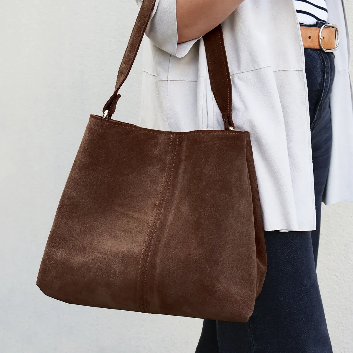 Kit DIY - Sac en croûte de cuir Séverine à coudre à la machine - MARRON CHOCOLAT - Image 2
